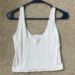 White tank top, ribbed. Size medium.